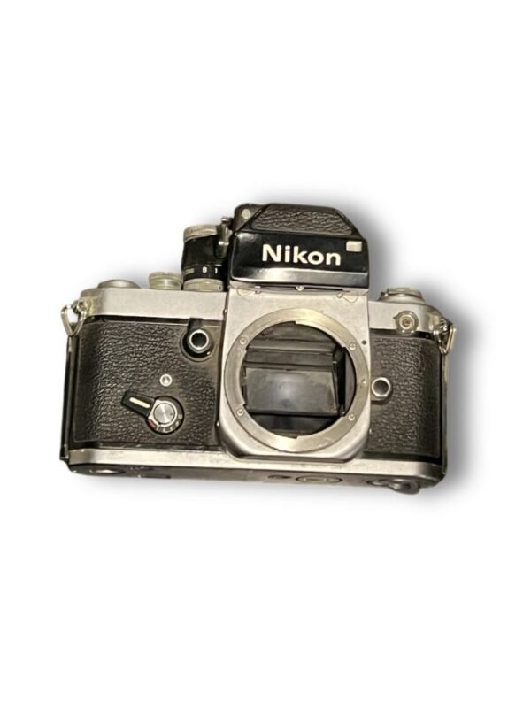 A nikon f2 35mm slr film camera body.