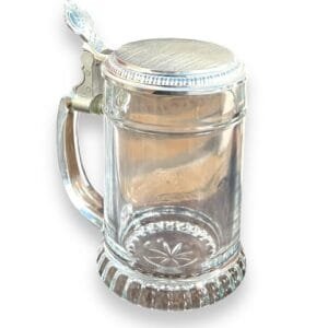 Vintage Glass Beer Stein Mug with a Pewter Lid