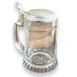 Vintage Glass Beer Stein Mug with a Pewter Lid