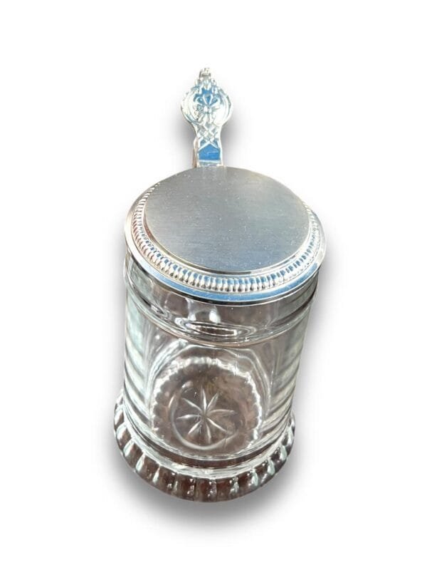 Vintage glass beer stein mug with a pewter lid - image 2
