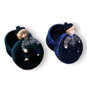 small blue & green vintage jewelry box